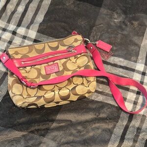 Coach Tan and Pink Cross Body Bag